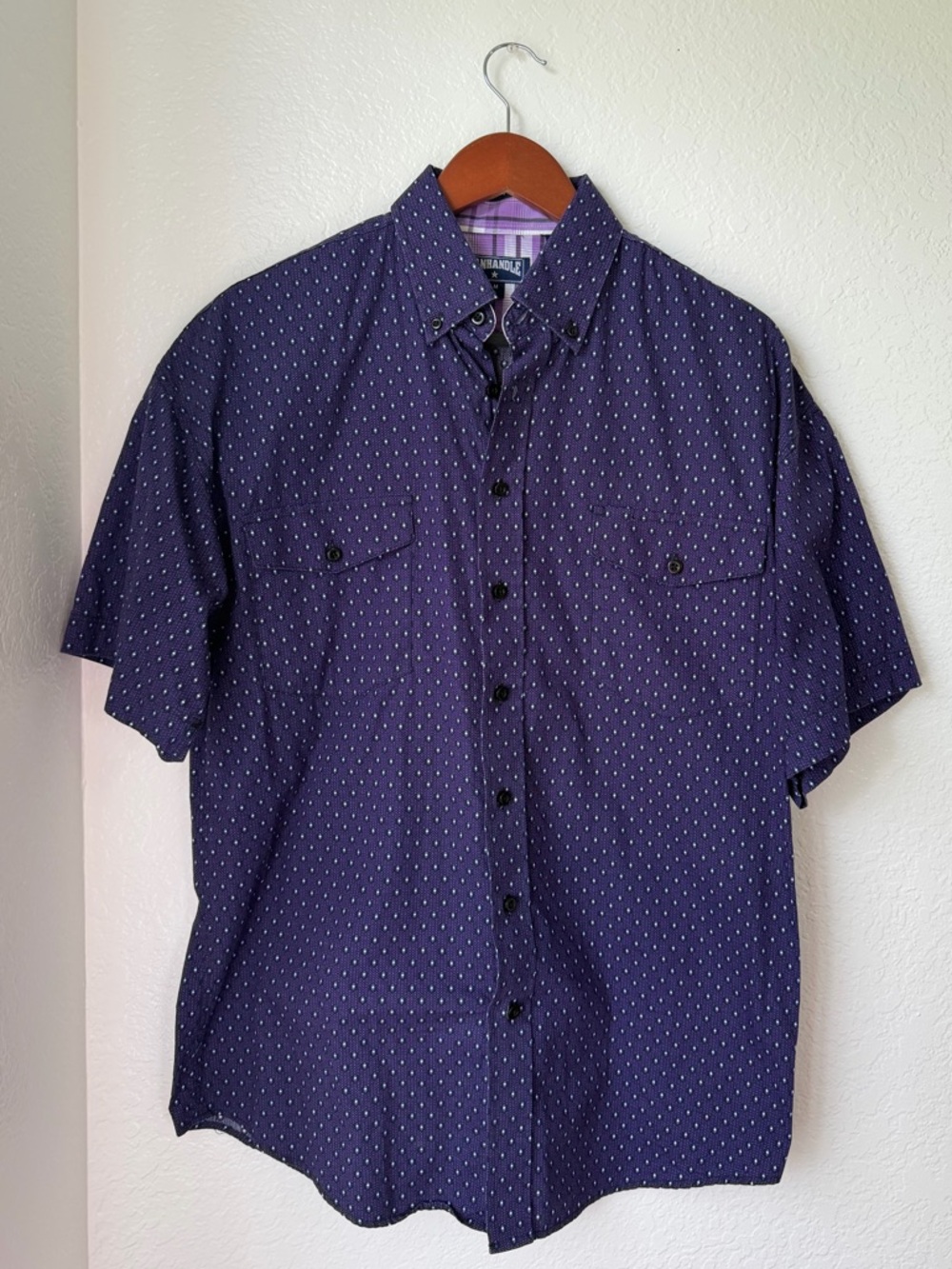 Panhandle Men's Purple Short Sleeve Western Button-Up Shirt